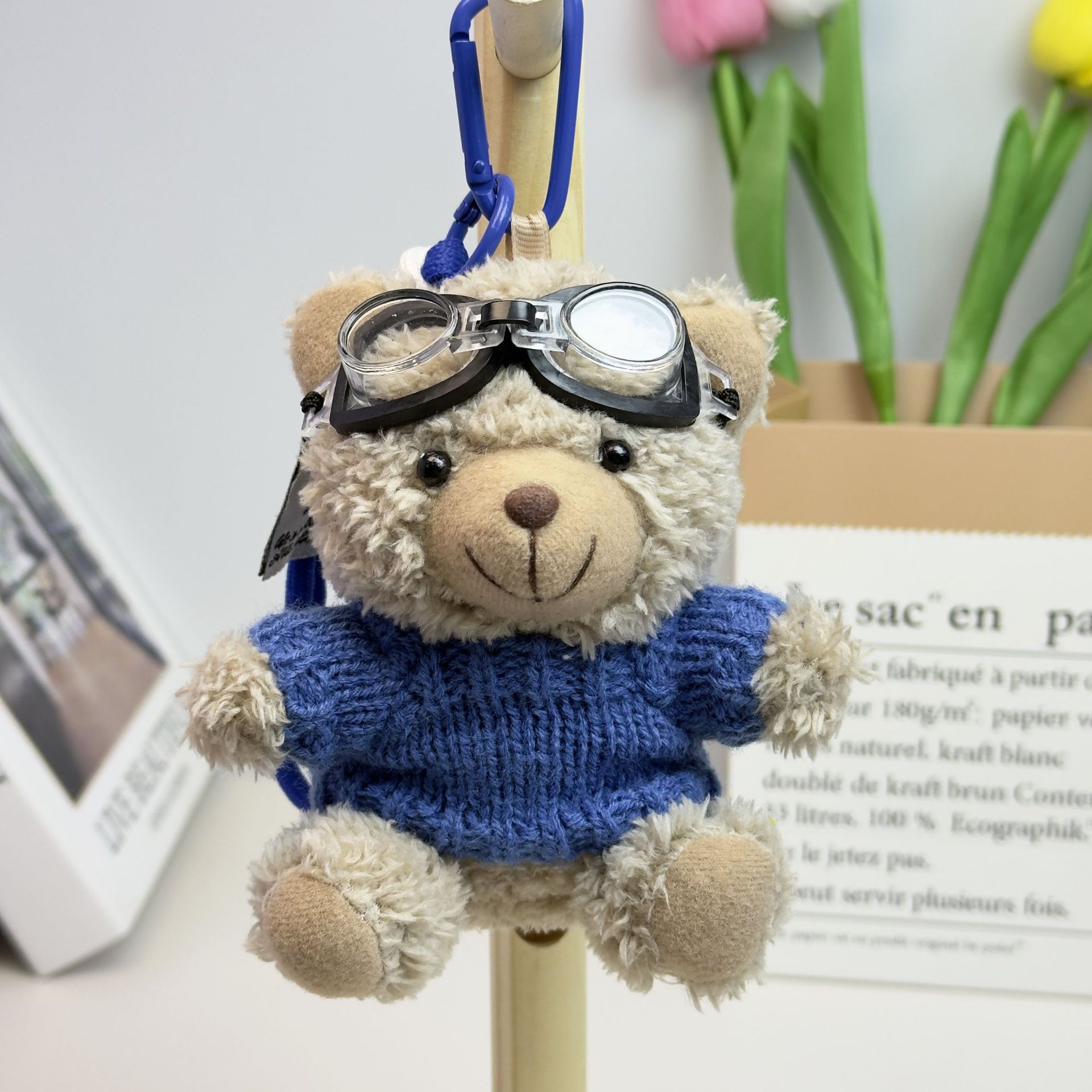 Suéter Teddy Bear Keychain bolsas colgantes muñecas de peluche creativas lindas gafas piloto Teddy Bear