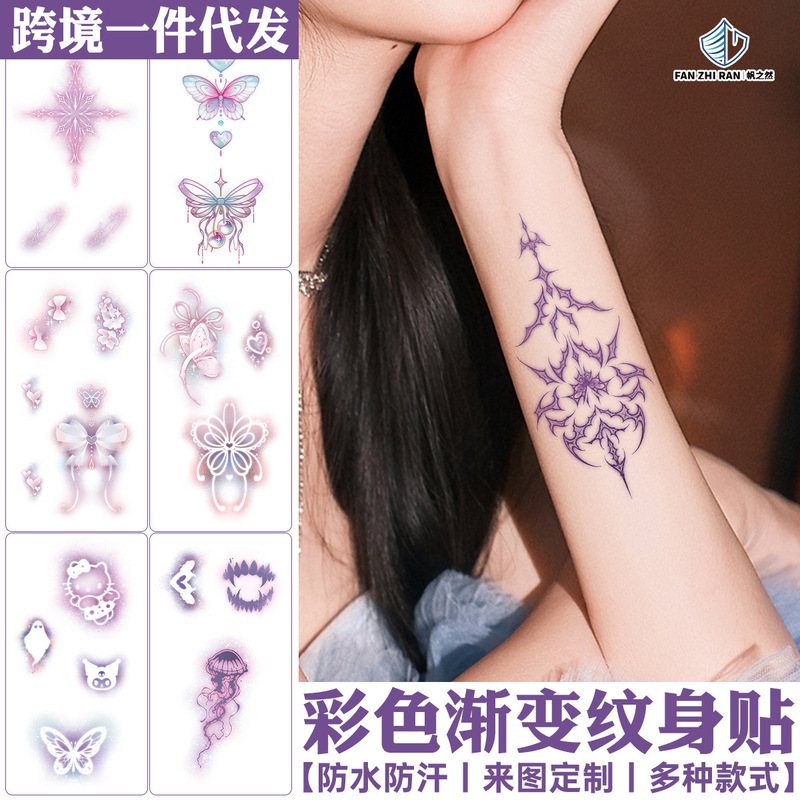 Colorful Hand-Painted Tattoo Stickers Waterproof Long-Lasting Realistic Dopamine Girl Simple Japanese Cute Stickers Colorful Hand-Painted Tattoo Stickers Waterproof Long-Lasting Realistic Dopamine Girl Simple Japanese Cute Stickers