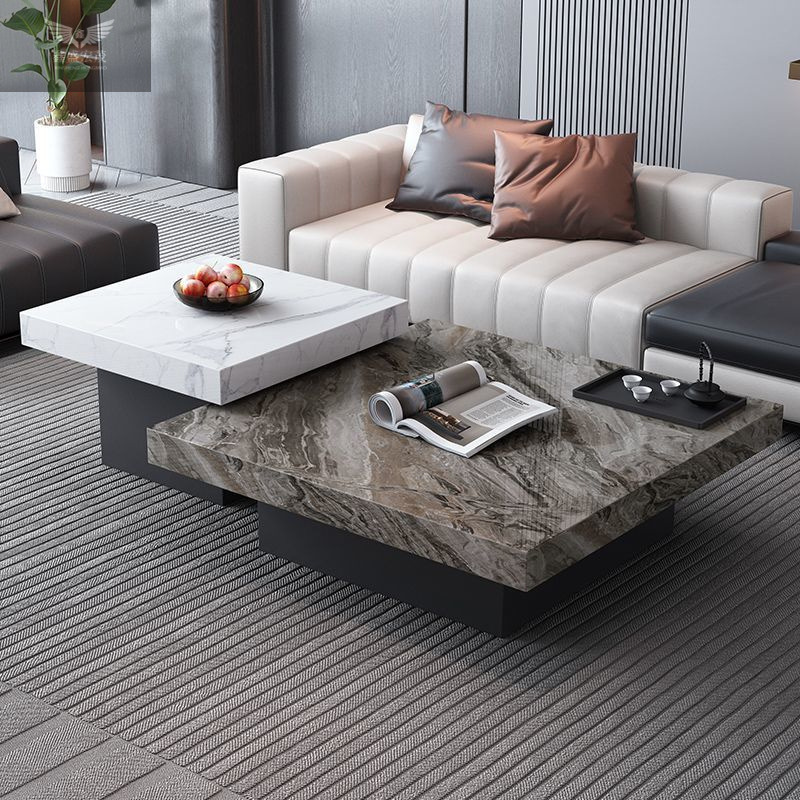 Nueva mesa de centro de losa de roca de estilo italiano, simple y moderna, apartamento pequeño de alta gama, sala de estar para el hogar, combinación cuadrada de lujo ligero