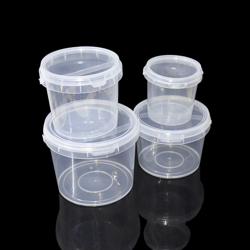 食品级pp透明塑料圆桶咕卡包装桶收纳桶冰粉奶茶水果茶桶小圆形桶