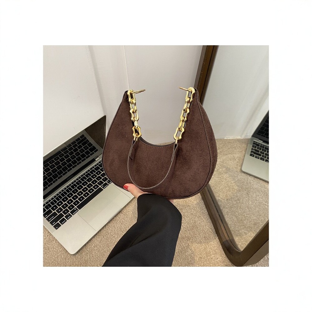 2026 new retro suede underarm bag for women, gold chain shoulder bag, niche high-end dumpling bag, cross-border
