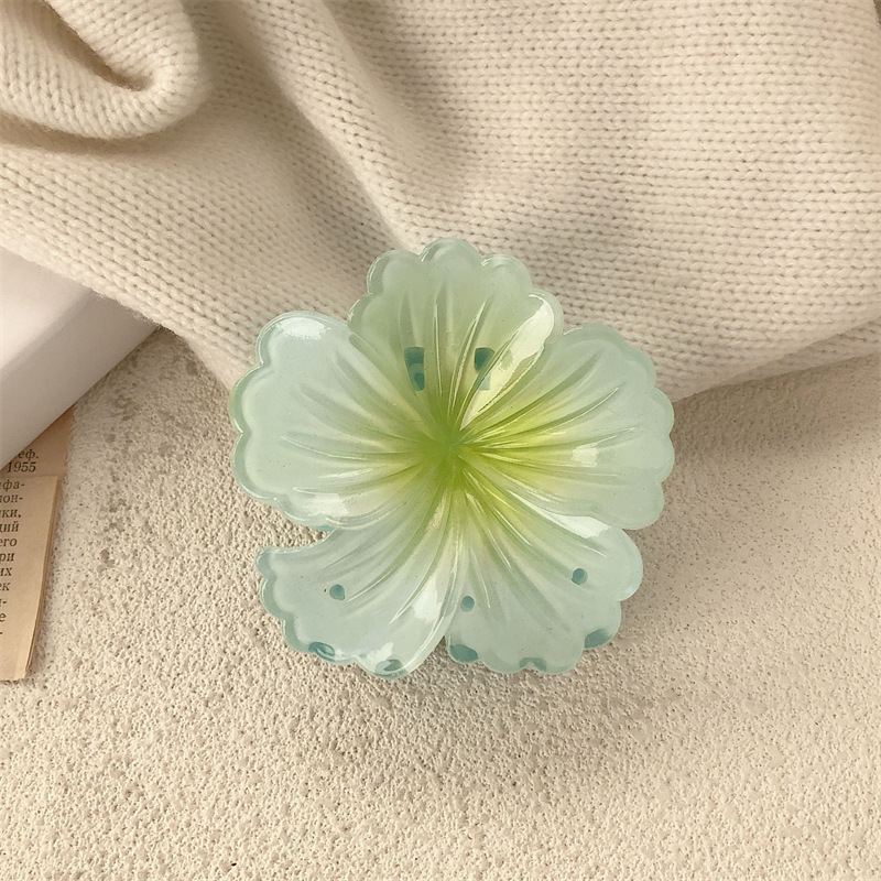 Haibin Holiday Flower Horquilla Island Holiday Estilo de vacaciones Color hibisco Pinza de agarre de flor de hibisco en la parte posterior de la cabeza Pinza de tiburón horquilla