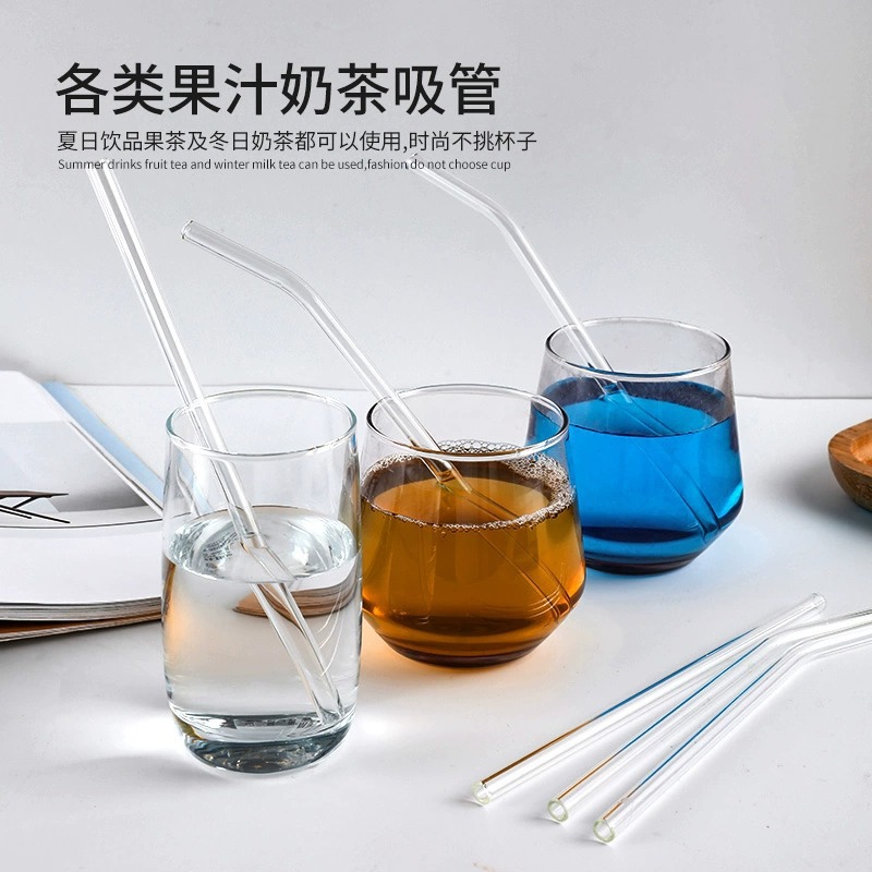 Glass Straws Heat-Resistant Anti-Lipstick Pearl Milk Tea Transparent Adult Non-Disposable Thick Straws