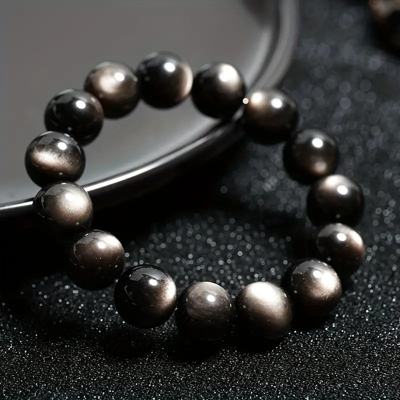Natural Double-Eyed Gold and Silver Obsidian Bracelet, Fashionable Couple Bracelet, Cat's Eye Obsidian Bold Bracelet, Wholesale from Manufacturer Natural Double-Eyed Gold and Silver Obsidian Bracelet, Fashionable Couple Bracelet, Cat's Eye Obsidian Bold Bracelet, Wholesale from Manufacturer