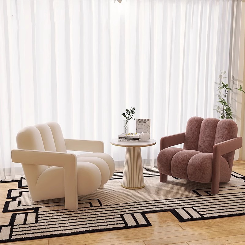 Sala de estar perezosa sofá de balcón simple sala de recepción moderna silla de aire crema diseñador de alta calidad