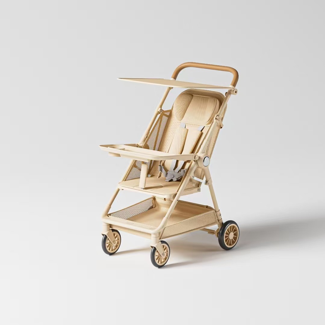 High carbon steel baby lightweight foldable trolley can sit and lie flat adjustable trolley