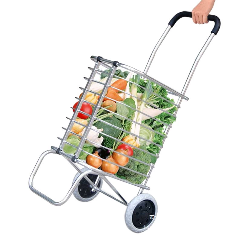 Handheld folding grocery shopping cart, suitcase