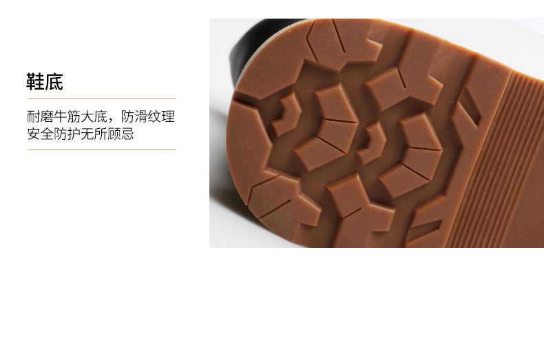 Giày bốt Martin nam da heo lót lông giữ ấm, cổ vừa, đế cao su chống trượt — 79711-R lót nhung kaki, Màu Kaki 79711 chi tiết 17