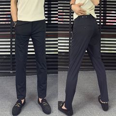 メンズカジュアルパンツ、アイスシルククール薄手スリムフィット9点パンツ、高弾性ドレープパンツ、万能速乾パンツ