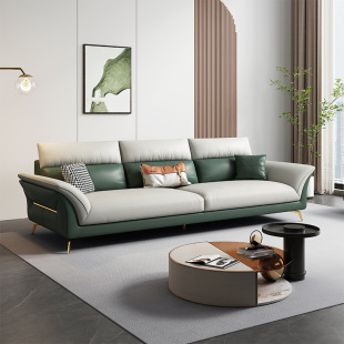 Italian Style Minimalist Waterproof Nano Technology Cloth Sofa Modern Living Room Small Apartment Straight Row Furniture for Three or Four Persons