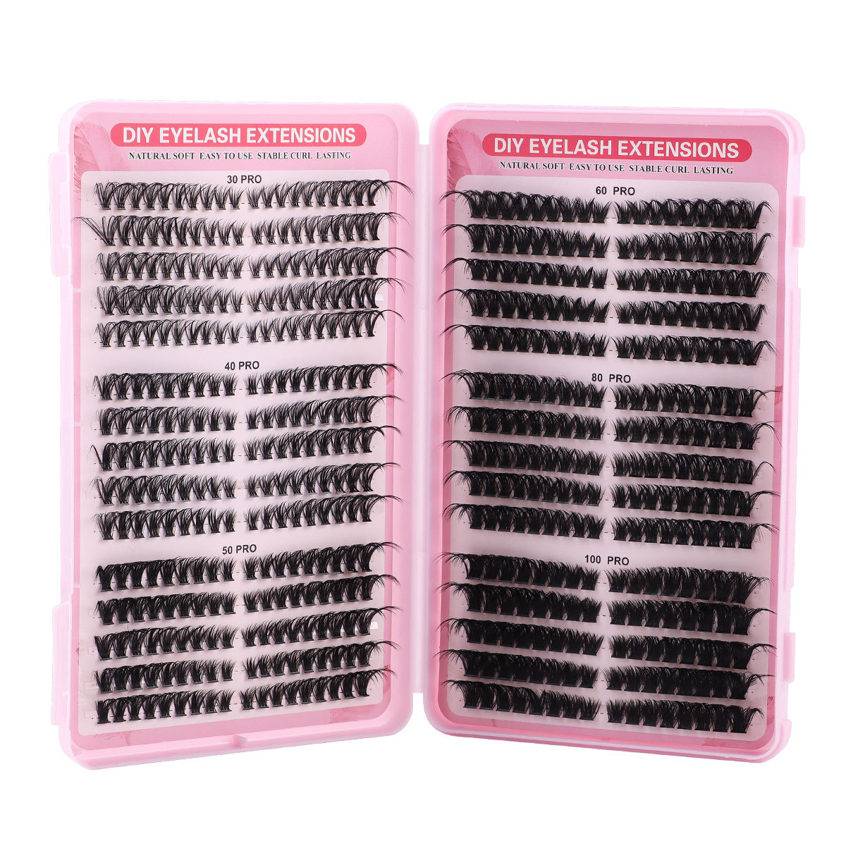 Estilo explosivo transfronterizo 640 racimos de bricolaje de un solo racimo de pelo de flor 9-16mm conjunto de extensión de pestañas postizas segmentadas curvas D gruesas naturales