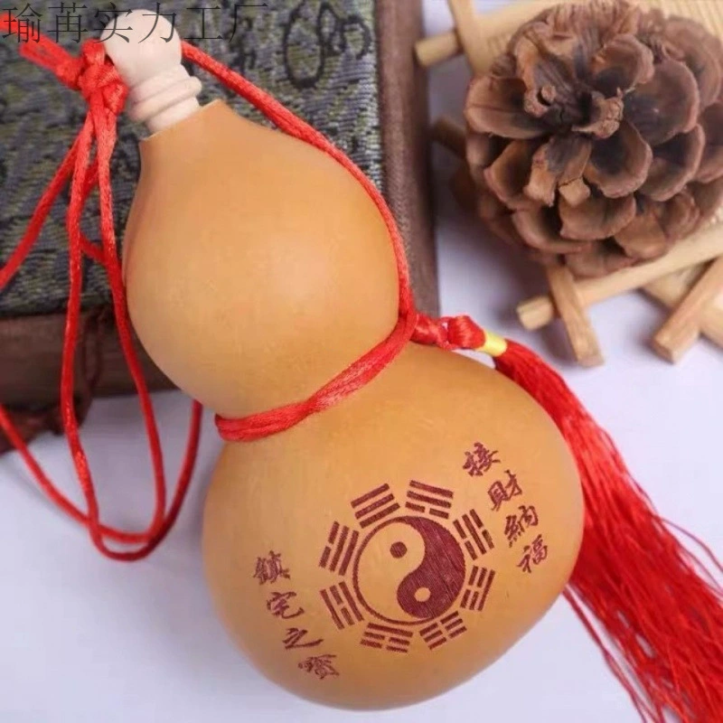 Подвеска из натуральной тыквы, настоящая тыква для решения проблем с доставкой до двери, краска из киновари, открывающаяся защита дома по фэн-шуй
