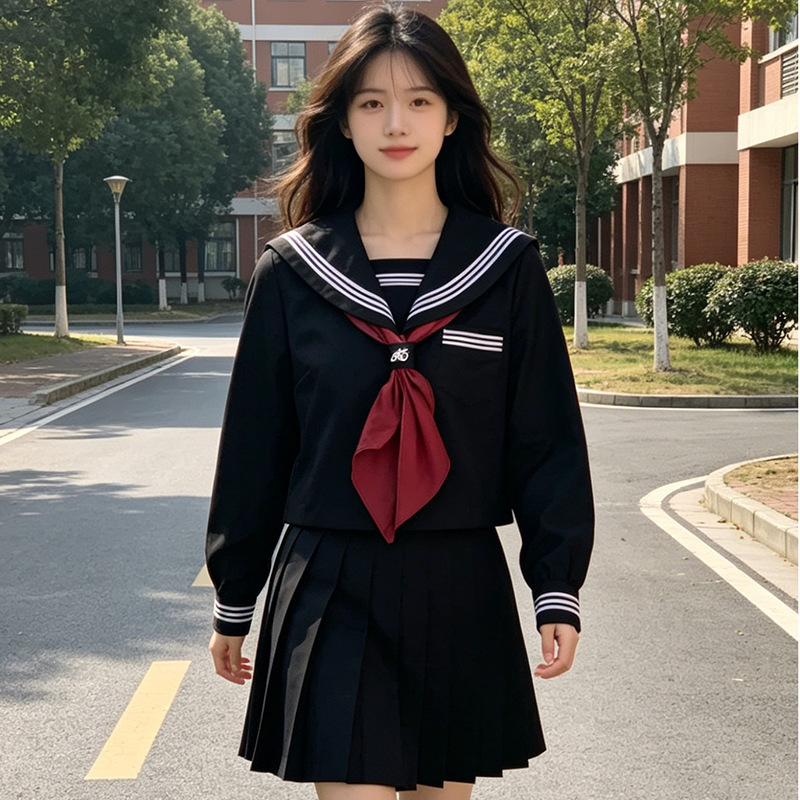 Authentic Jk Uniform Japanese Style Long-Sleeve Spring/Summer Sailor Suit Academy Style Set Class Uniform School Uniform