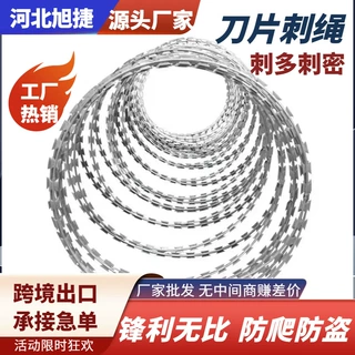 热镀锌刀片刺绳监狱防爬刺学校围墙防盗铁丝网刺丝滚笼刀片刺网