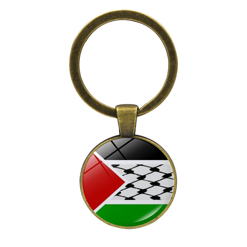 Llavero colgante de cristal de la bandera palestina Palestina anti-guerra paz colgante llavero