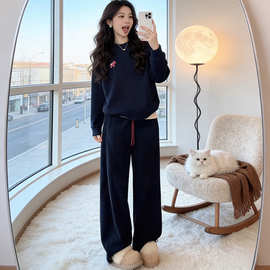 欧货休闲运动套装女2026春秋新款时尚洋气宽松卡通刺绣卫衣两件套