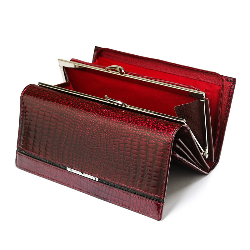 ozon ladies leather wallet patent leather women's handbag design european and american luxury handbag crocodile leather leather wallet