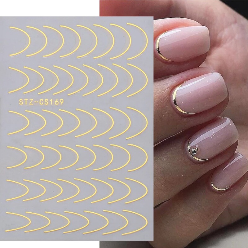 Cross-border hot ins nail stickers line relief black French metal line adhesive nail stickers mixed batch