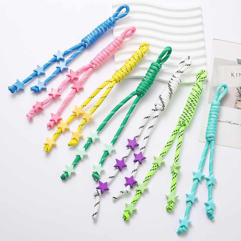 新しいファッションマルチカラー織りストラップ diy パーソナライズされたスターアクセサリーバッグ水カップペンダントストラップ製品卸売|undefined