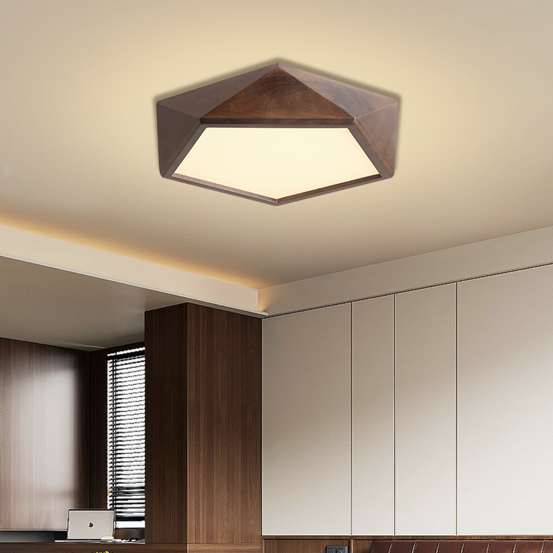 América del Norte negro nuez lámpara de dormitorio nuevo estilo chino minimalista protección de ojos sala de estar estudio minimalista madera sólida lámpara de techo