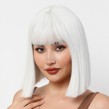 跨境假发 欧美节日派对假发女bob wigs齐刘海短直发假发全头套