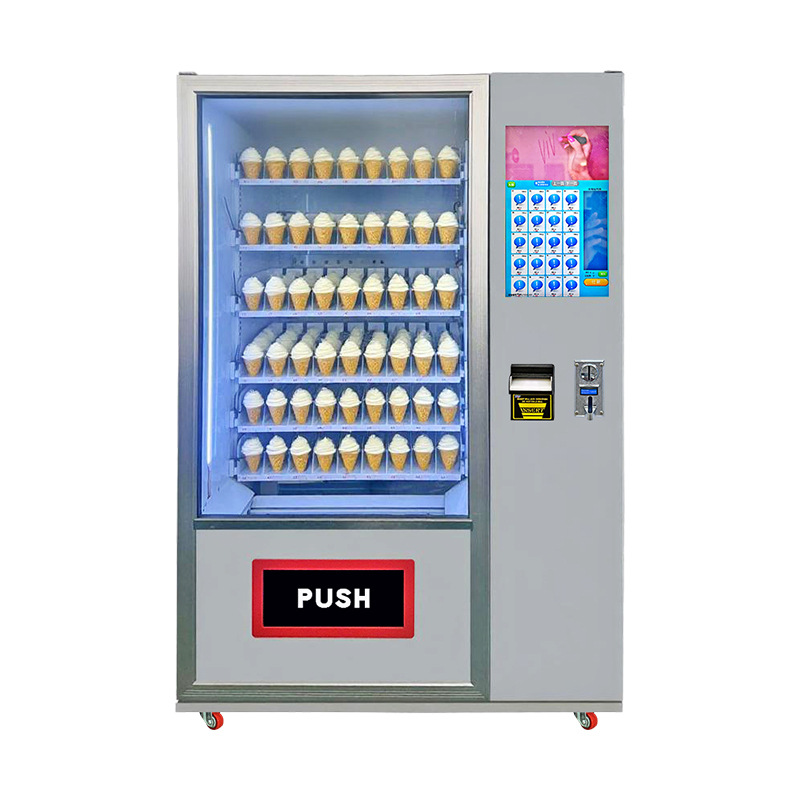 congelación no tripulada máquina expendedora de autoservicio helado helado de baja temperatura máquina expendedora de alimentos helados máquina expendedora de tarjetas deslizantes de papel