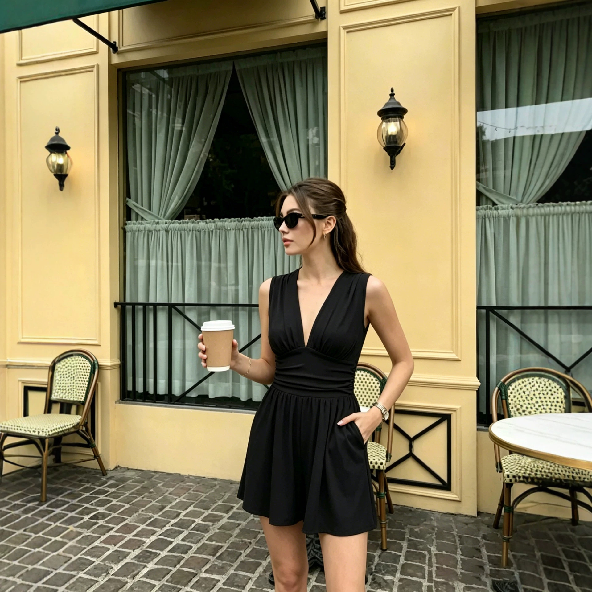 Transfronterizo Amazon Europa y Estados Unidos Casual profundo V elástico camisones sin mangas de verano de mujer cintura amplia pantalones cortos