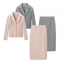 跨境外贸女装2025秋冬季欧美风西装外套+西装半身裙套装女C92890