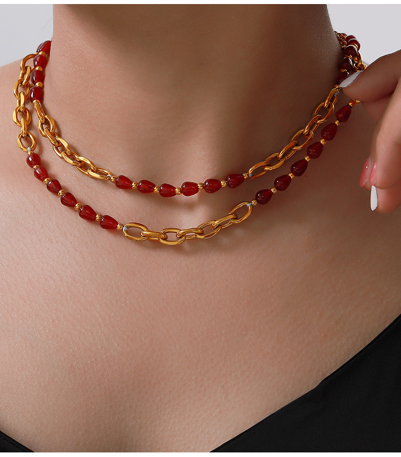 Stone-Free Inlay Material Basic Geometric Agate Titanium Steel Gold Plated Jewelry Set In Bulk