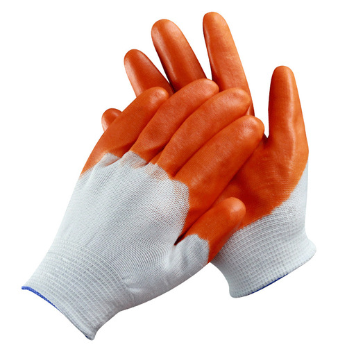 PVC gloves semi-hanging fully hanging PVC yellow rubber hanging rubber gloves labor protection gloves oil-resistant rubber-impregnated protective gloves line gloves