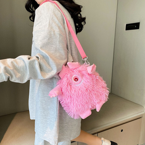 Internet celebrity trend plush cartoon little monster toy bag cute big-eyed funny doll doll crossbody bag