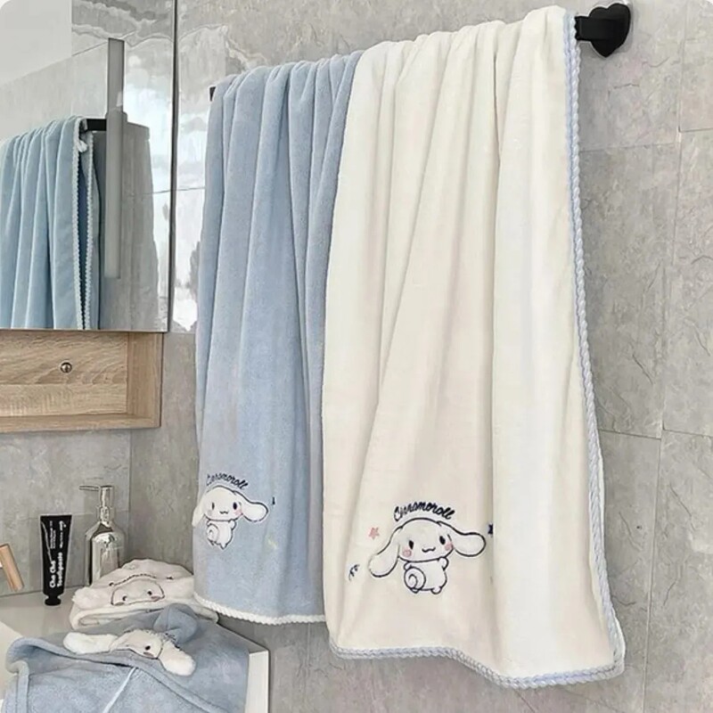 Four-Season Bath Towel Set with Thickened Cinnamoroll Towel and Hair Drying Cap, 0.15kg-Piece Set, Absorbent and Quick-Drying, Cute Couple Set Four-Season Bath Towel Set with Thickened Cinnamoroll Towel and Hair Drying Cap, 0.15kg-Piece Set, Absorbent and Quick-Drying, Cute Couple Set