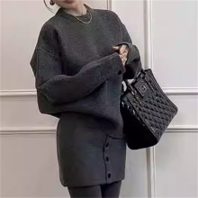 春秋季慵懒风针织毛衣套装女2025新款宽松针织上衣包臀短裙两件套