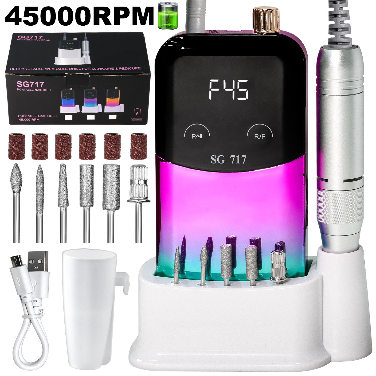 Descargador de uñas de alta calidad y alta potencia explosivo transfronterizo pulido máquina de pulido de uñas eléctrica portátil