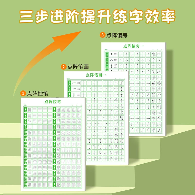 Dot Matrix Control Pen Тренировочная тетрадь Обычный сценарий Порядок хода Радикальная радикальная детская жесткая ручка Практическая Книга по каллиграфии для начинающих