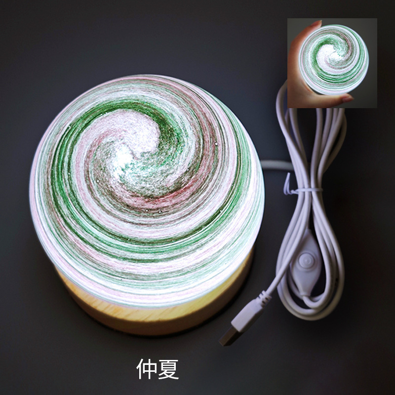跨境星球灯星空灯极光台灯罩一体暮光星球小夜灯创意原木床头灯礼|undefined