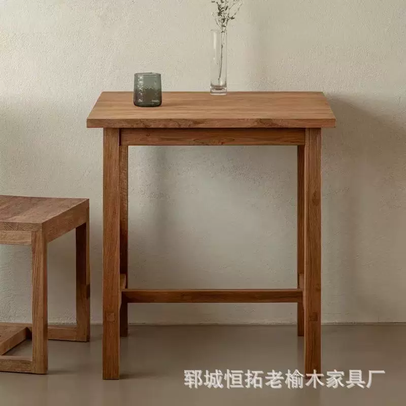 老榆木咖啡厅餐桌餐厅酒吧小方桌商用电脑桌实木桌子写字桌