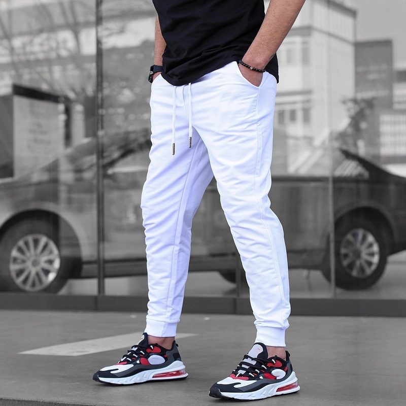 Cross-Border New Casual Sports Pants Men's Jogging Pants Lightweight Breathable American Solid Color European Size Slim Pants All Seasons
