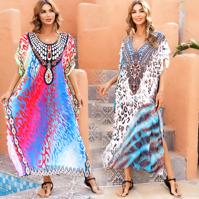 Cruzar la frontera europea y americana Polka Dot impreso blusa de playa sexy traje de vacaciones casual protección solar camisa bikini blusa SY01