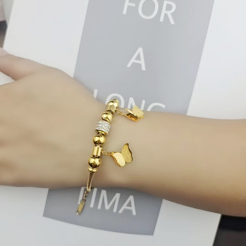 Korean Style New Titanium Steel Butterfly Bracelet Women's Light Luxury Niche Design Sense Color-free Jewelry Women's Simple All-match Bracelet