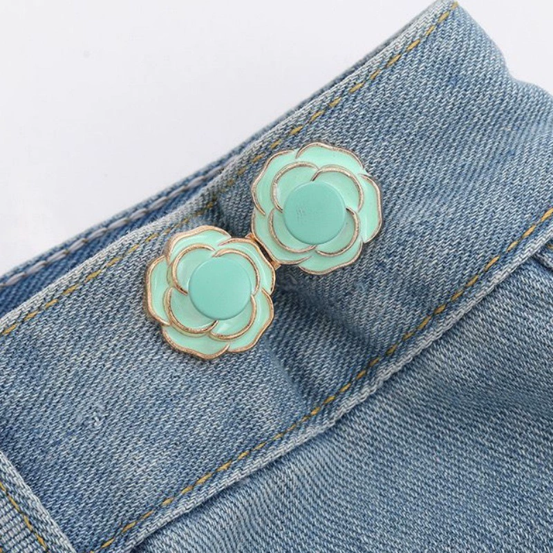 Nail-Free Removable Waist Buckle Pair, Flat-Bottom Seamless Buttons for Pants & Skirts, Assorted Designs