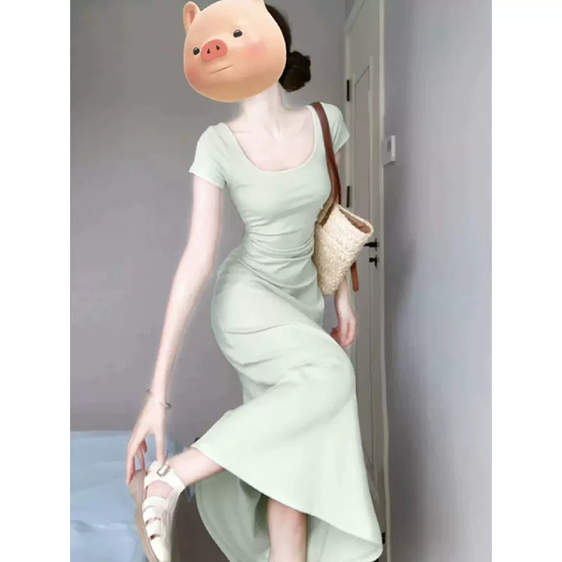 早春内搭连衣裙女名媛风裙子修身收腰小妈长裙御姐微胖A字包臀裙