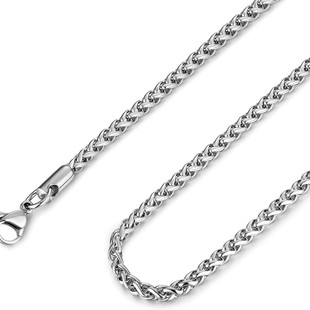 European and American Cross-Border 3mm Multi-Size Stainless Steel Wheat Chain Men's and Women's Necklaces Wholesale Made in China