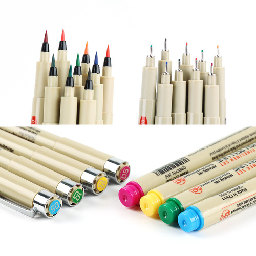 chotune needle pen hard head soft head color waterproof needle pen set comic design hook line stationery supplies