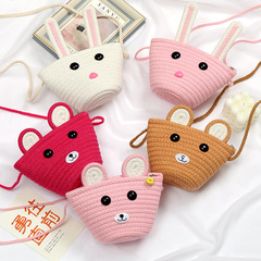 Children's Bags for Girls Cute Summer Grass Bags Beach Weaving Bags 2023 New Mini Crossbody Coin Purses