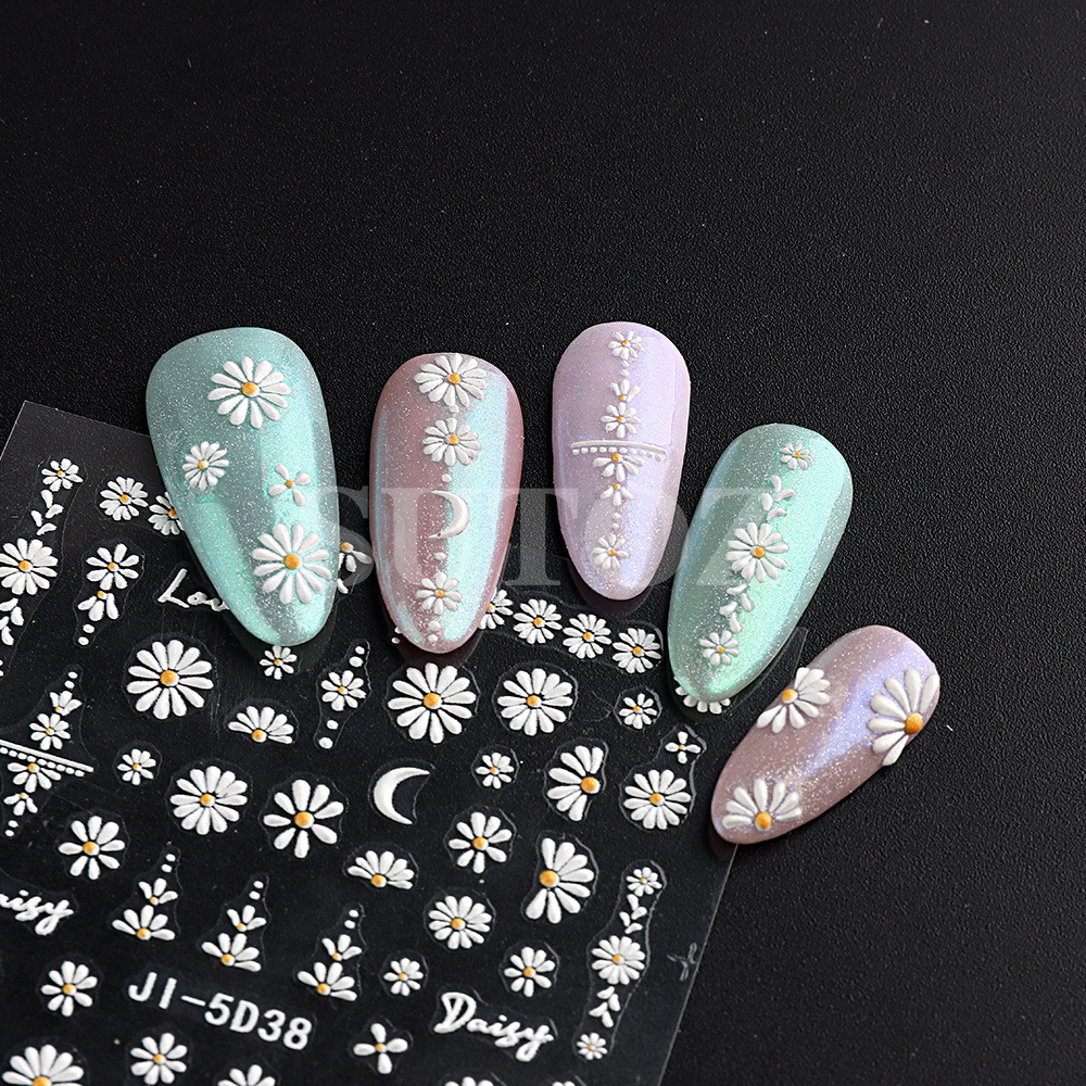 Flower Pattern Sweet Flower Stickers Nail Patches 1 Set