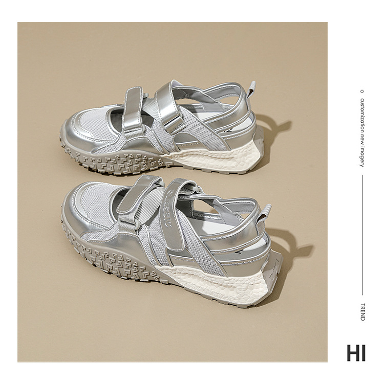 Giày sneaker nữ bít mũi lưới thoáng khí đế dày phong cách thể thao — Màu bạc KD09 chi tiết 23