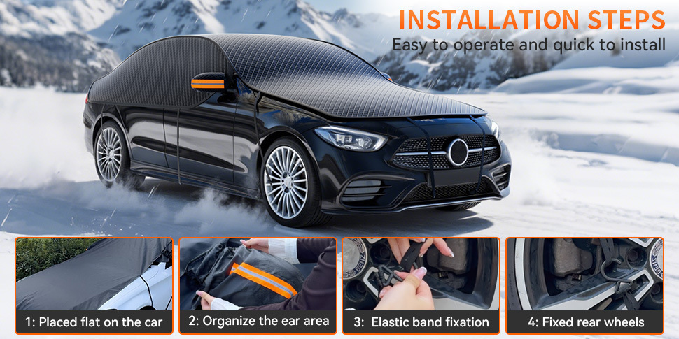 Cross-border best-selling car windshield snow cover, full coverage, thickened, frost-proof, and freeze-resistant, large size