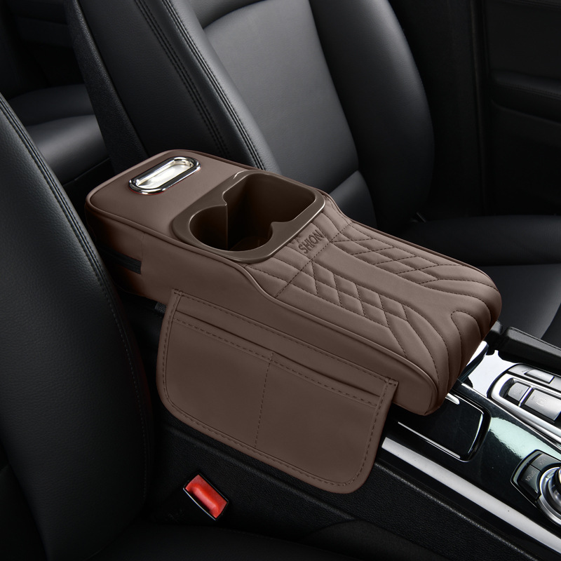 Suitable for 16cm Models, Narrow Version Armrest Box Heightening Pad, Leather Elbow Rest Pad, Tissue Box, Dual Cup Holder, Storage Box