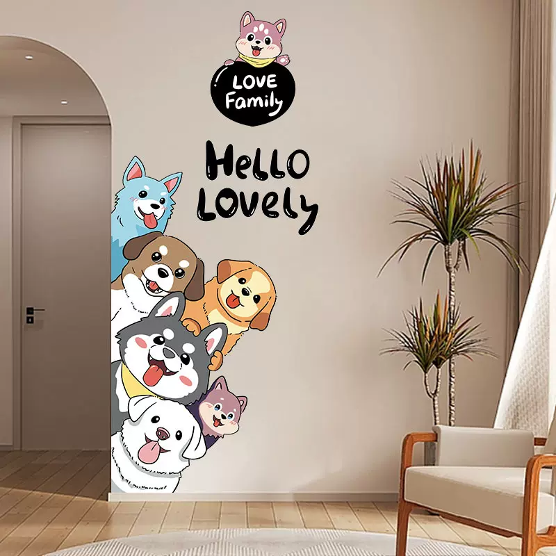 宠物店墙面卡通创意狗狗卧室贴纸墙贴可爱装饰贴画儿童房定制贴纸